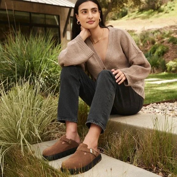 Birkenstock Papillio Boston Chunky Suede Leather in Dark Tea/ Black - Picture 6 of 12